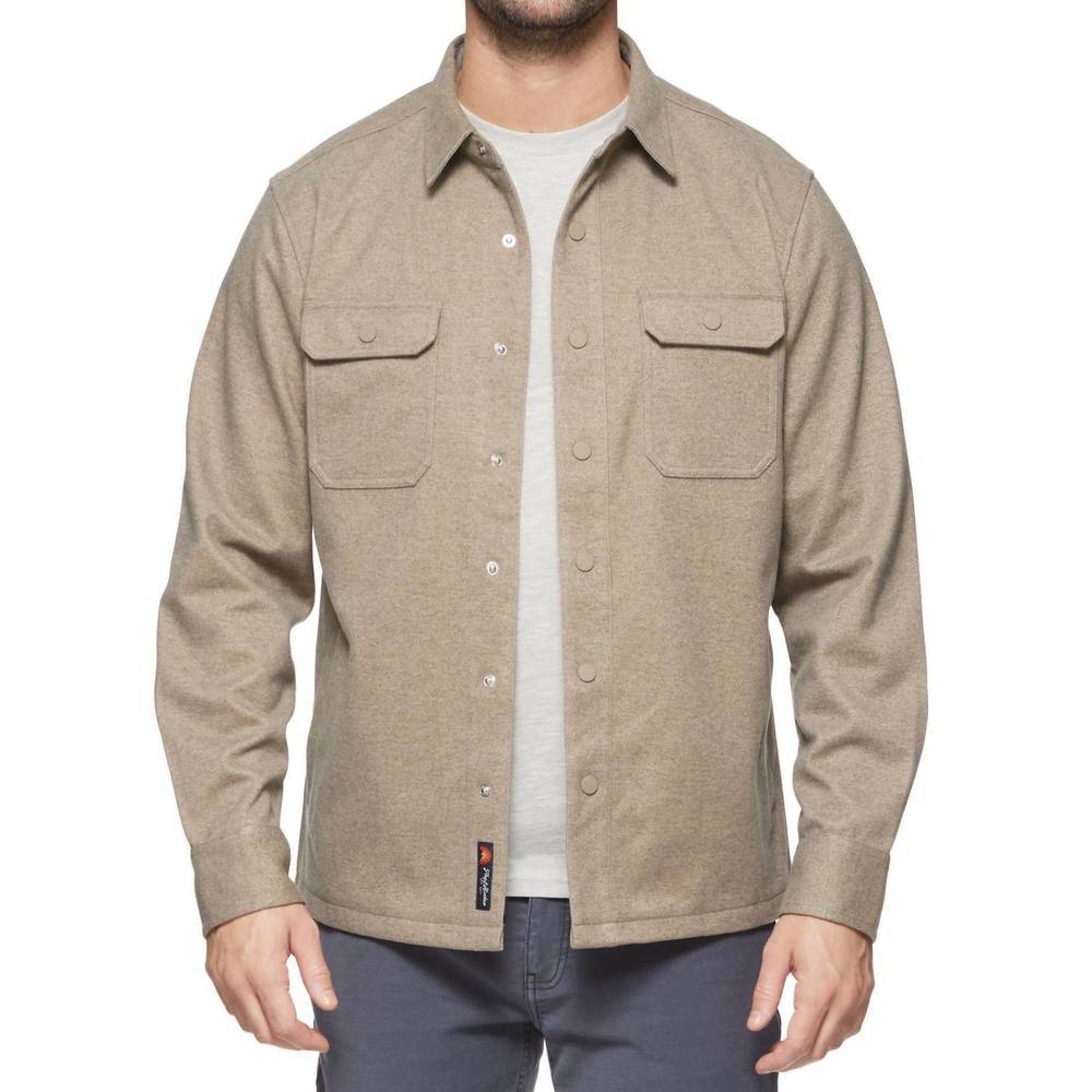 NEW FLAGS & ANTHEM hamlin stretch twill shirt jacket in beige